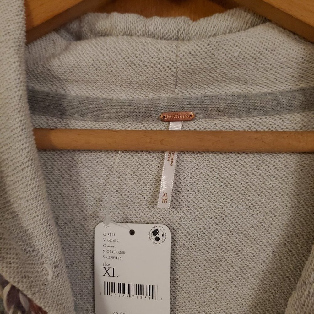 Free People Smiles Cardigan Womens XL NWT Rainbow Combo Hooded - Picture 6 of 7